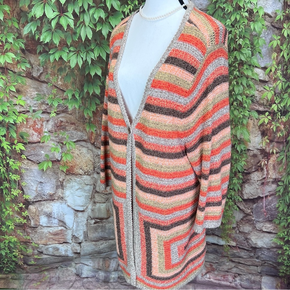 C.J. BANKS Multicolor Lightweight Single Button Cardigan, 1X - Picture 7 of 9